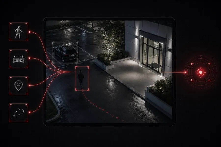 Step two — QORA analyzes each camera feed and composes context into meaningful events