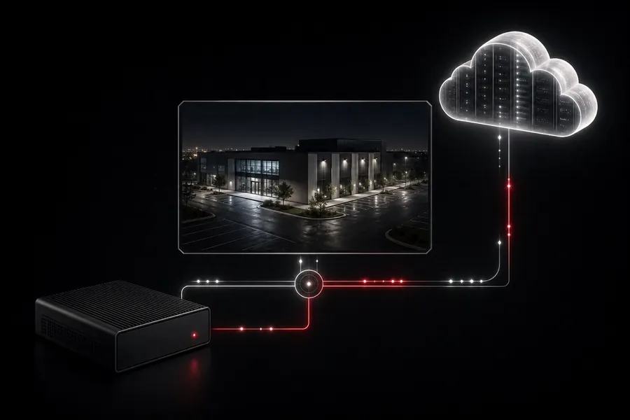 QORA running on an on-site edge appliance or in the cloud, per site
