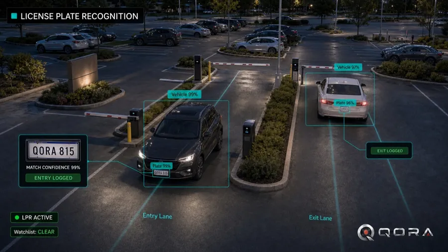 QORA parking lot safety with license-plate recognition