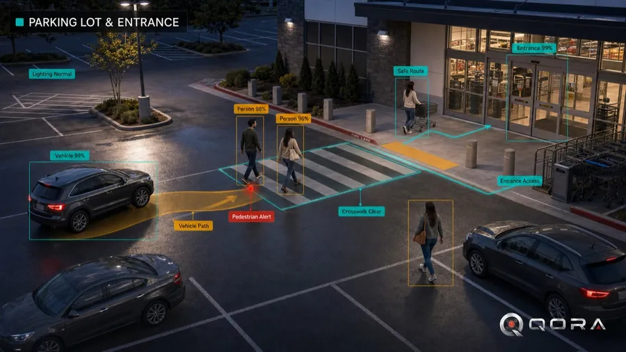 QORA extending coverage to a retail store parking lot and entrance