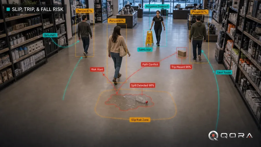 QORA flagging a slip, trip and fall risk on a retail store floor